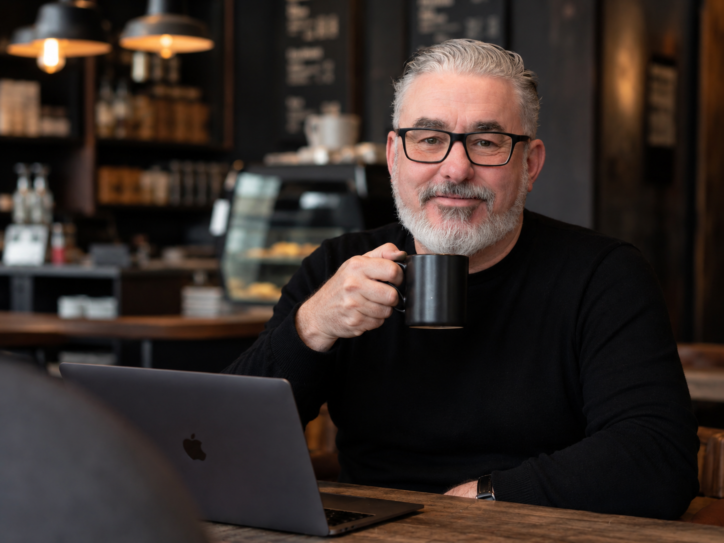 Martyn Green having coffee
