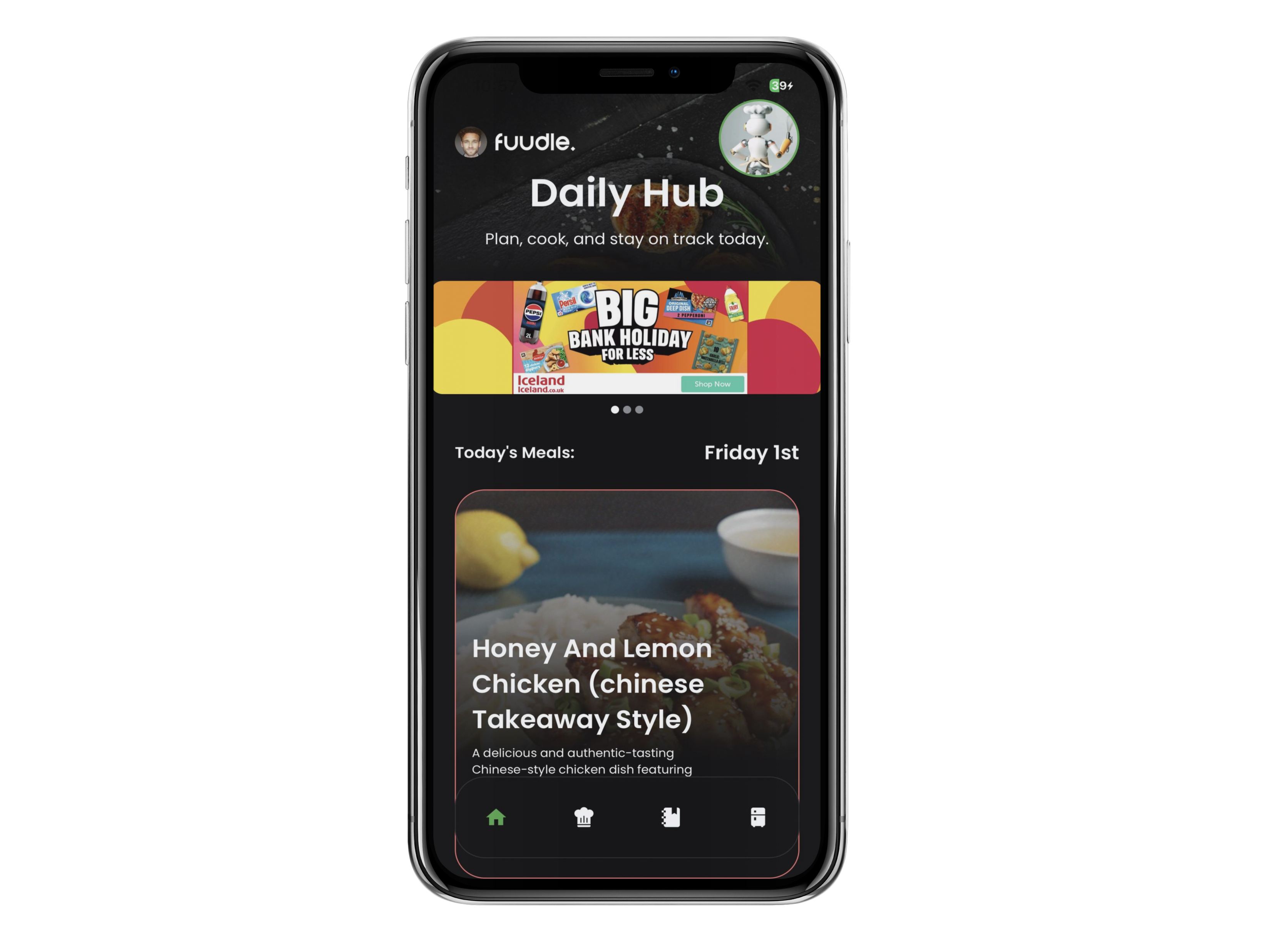 Fuudle daily hub phone screen